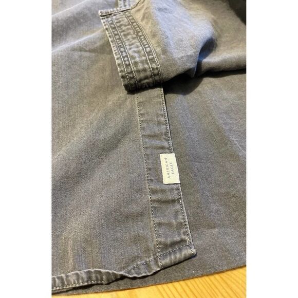 American
Eagle Button Up Shirt Chambray Gray men’s size Large Vintage 90s - Picture 7 of 8